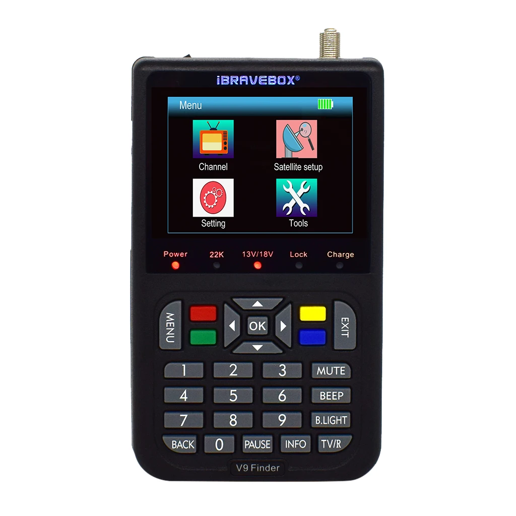 

LCD Color Screen Digital V9 Satellite Finder Signal Meter HD MPEG-2/MPEG-4 H.265 DVB-S/S2 FTA 3000mA Full 1080P