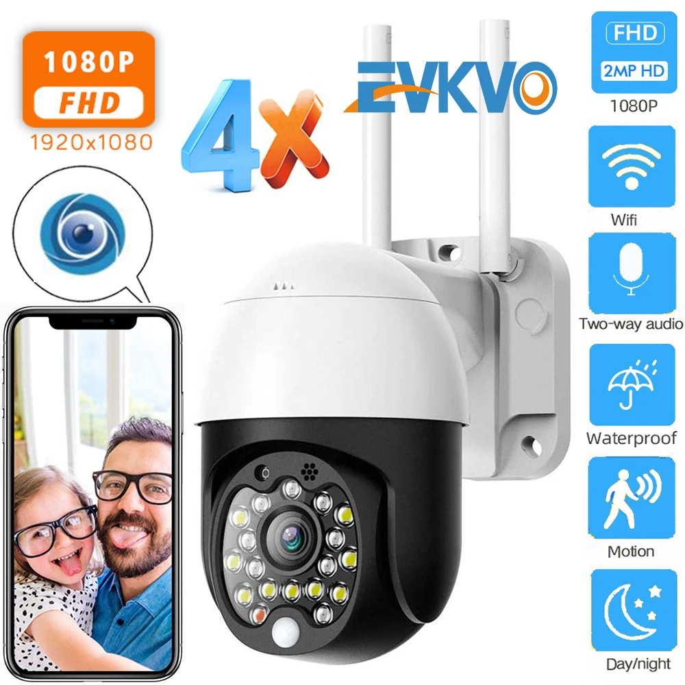 IP камера видеонаблюдения EVKVO 1080P Wi Fi PTZ 4 кратный зум|Камеры видеонаблюдения| |