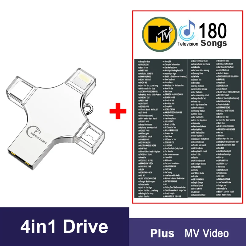 Usb флеш-накопитель Ingelon 4 в 1, 256 ГБ, 16 ГБ, 32 ГБ, флешка, 128 ГБ, OTG, idragon, металлическая usb-флешка для iphone, ios, фото, флешка, 64 ГБ, Cle, usb - Цвет: 4in1 Plus MV