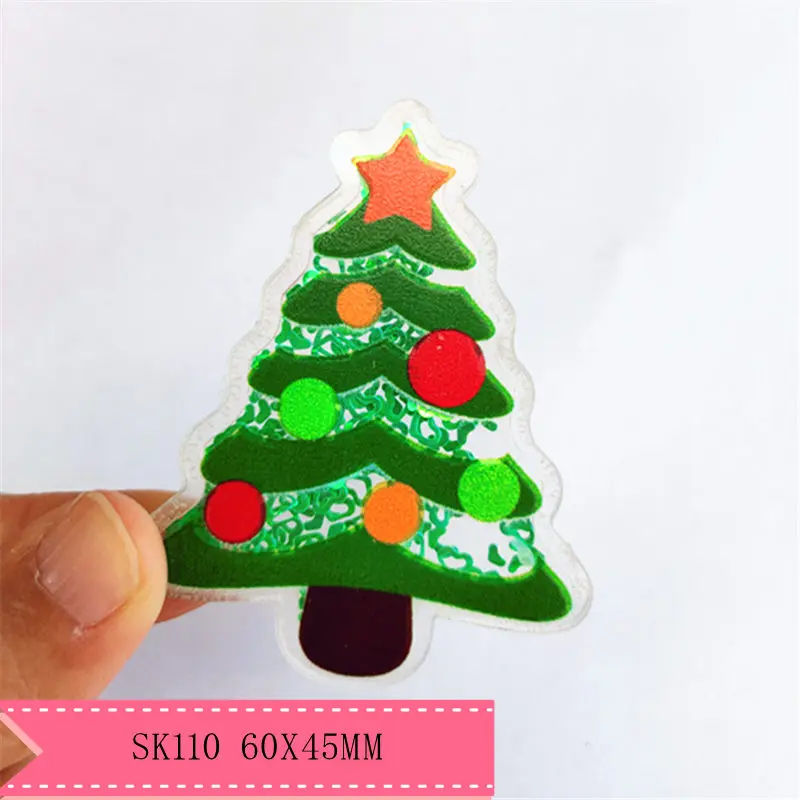 

1pcs cartoon Christmas tree Quicksand Acrylic Sequins custom Shaker Resins DIY bow center SK-110