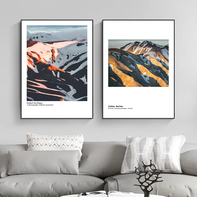 

Snow mountain poster Nordic simple atmosphere dining living room decoration painting natural landscape painting study bedroom