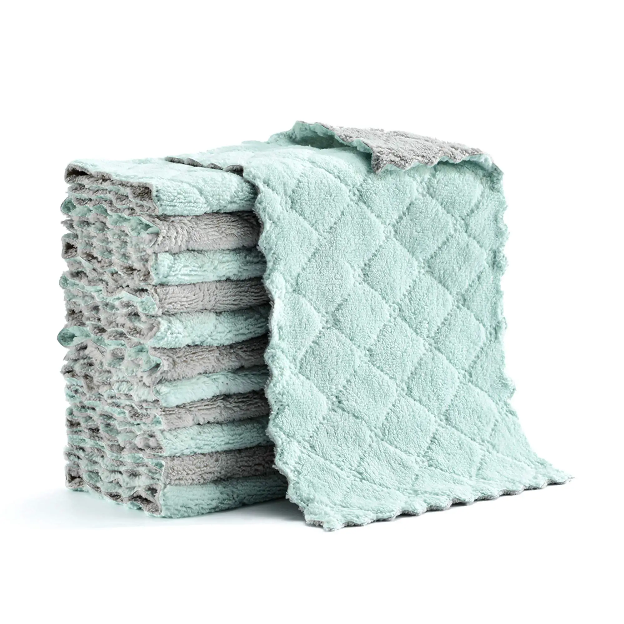 

Cleaning Cloth, Kitchen Towels,Double-Sided Microfiber Towel Lint Free Highly Absorbent Multi-Purpose Dust and Dirty，Pack of 12