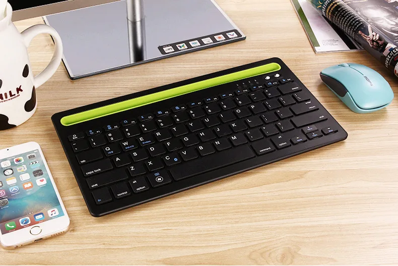 Black Портативная Беспроводная Bluetooth клавиатура мини планшет клавиатура для iPad 2/3/4 Air 1 2 Новинка Pro 9,7 дюймов Mini 1 2 3 4 5 подставка - Цвет: Black