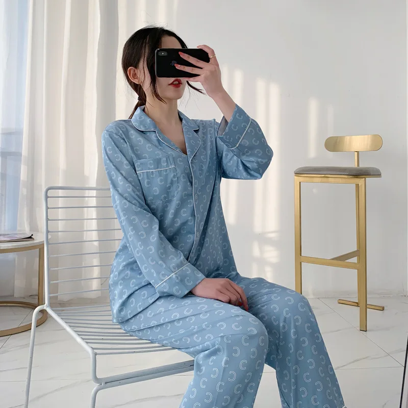 Long Sleeve Pajamas Autumn Trousers Suit Fashion Pyjama Set Large Size Nightwear Home Service House Nightdress Costume Outfit