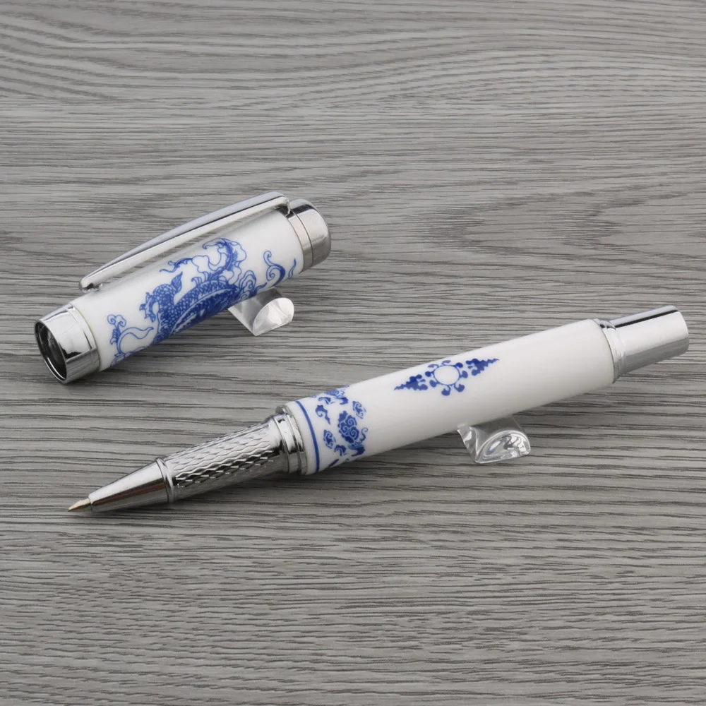 

Brand Ceramics Roller ball Pens Dragon Red Blue And White Porcelain Stationery Office School Supplies Ink Pens