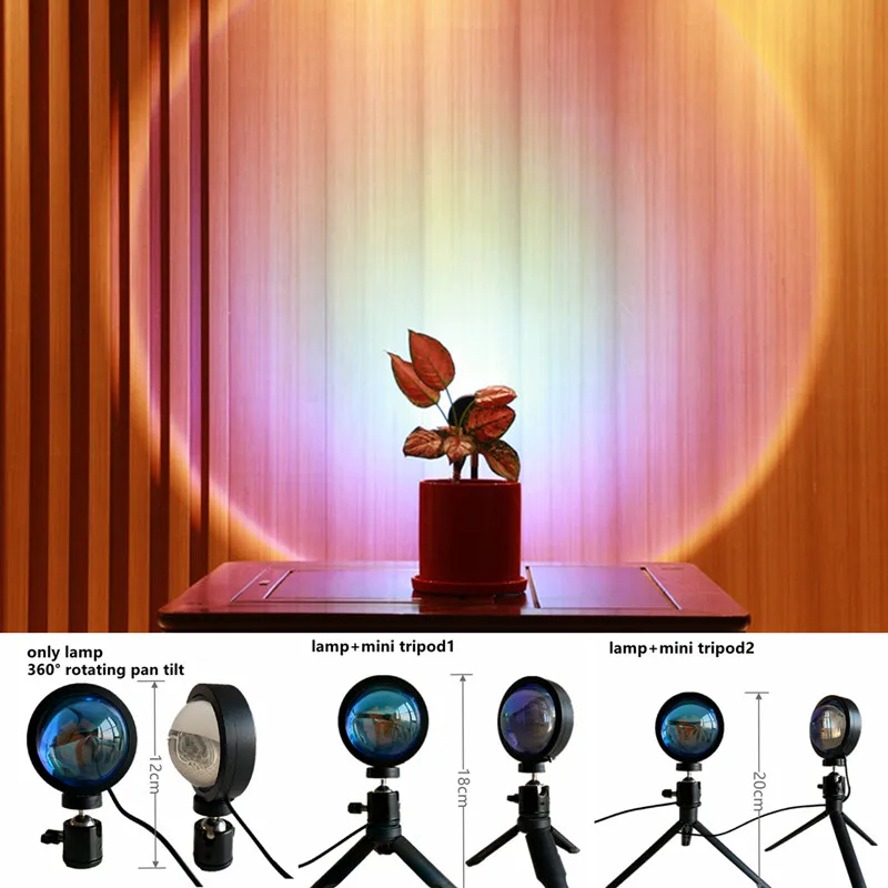 USB закат Лампа проектор светодиодный ночник радужные огни Ins галактика Фон