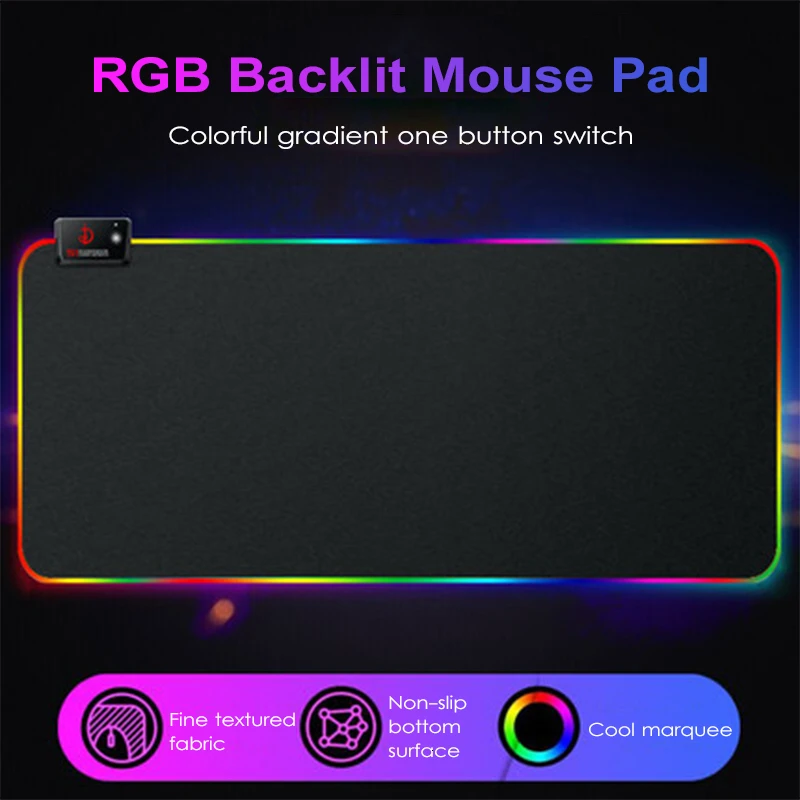 Игровой коврик для мыши с RGB-подсветкой офисный нескользящий светодиодный