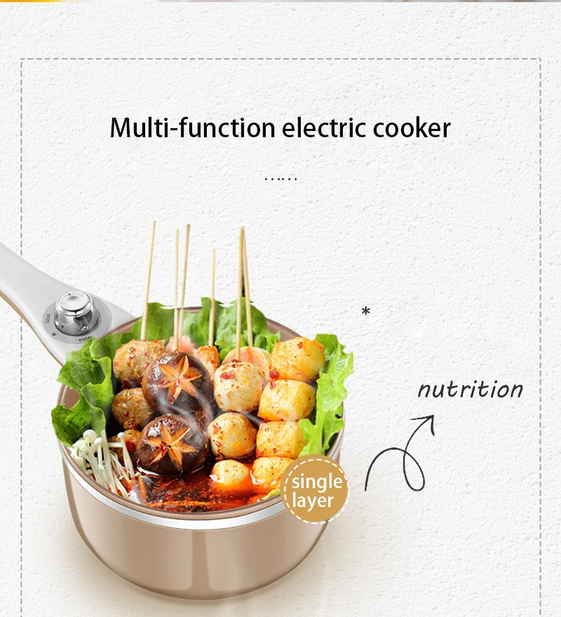 110V/220V Mini Multifunctional Electric Cooking Pot Machine Single/Double Layer Available Rice Cooker Steamed Non-stick coating