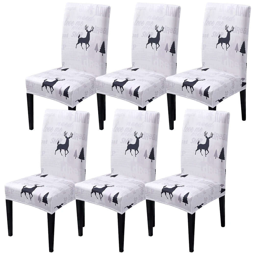 6PCs A 1/4/6 шт Рождество Обеденная чехлы для стульев съемным моющимся стрейч сиденья украшения на Рождество в гостиничных залах торжеств Вечерние - Цвет: 6PCs A