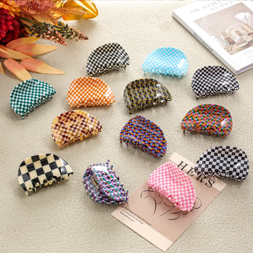 

Корейские в стиле Instagram шахматные заколки для волос элегантные женские аксессуары для волос в стиле ретро маленькая решетка заколки для вол...