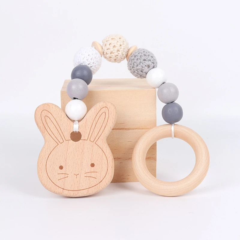 

1set Animals Wooden Pendant Baby Play Gym Wooden Teether Toys Baby Birth Gift