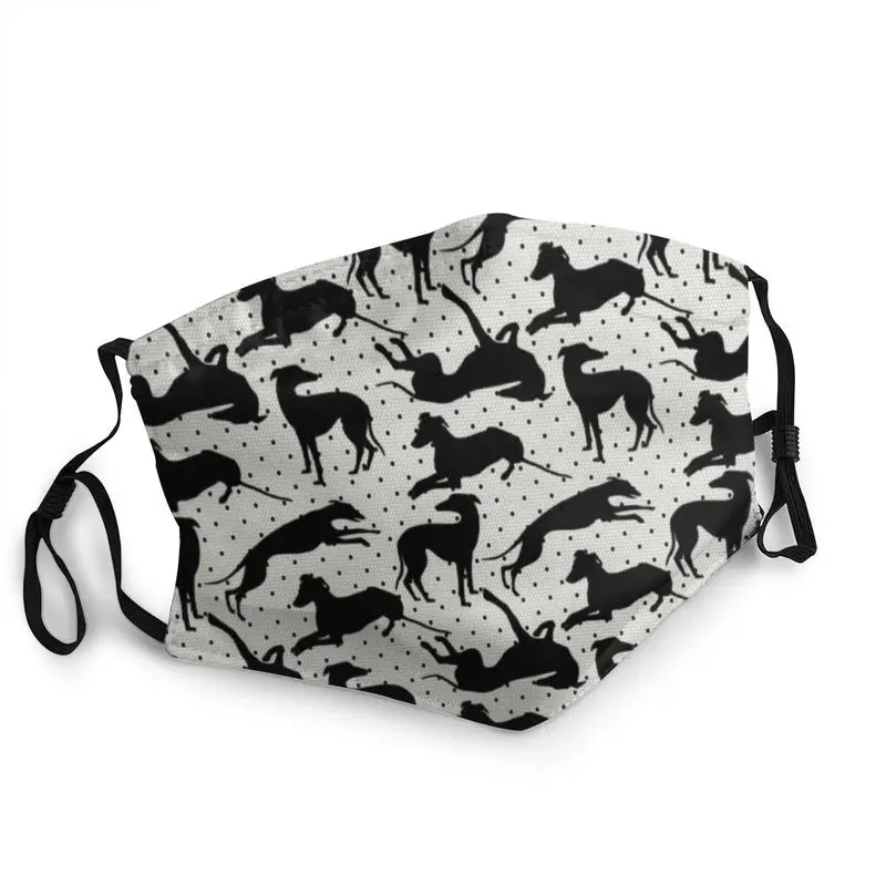 

Моющиеся милый черный Борзых уход за кожей лица маска для взрослых унисекс Sighthound уиппет собака маска против дымки пыли защитный респиратор ...