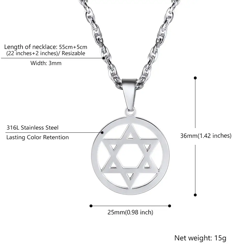 U7 Звезда Давида Цепочки и ожерелья Цвета: черный золотистый серебристый Шарм