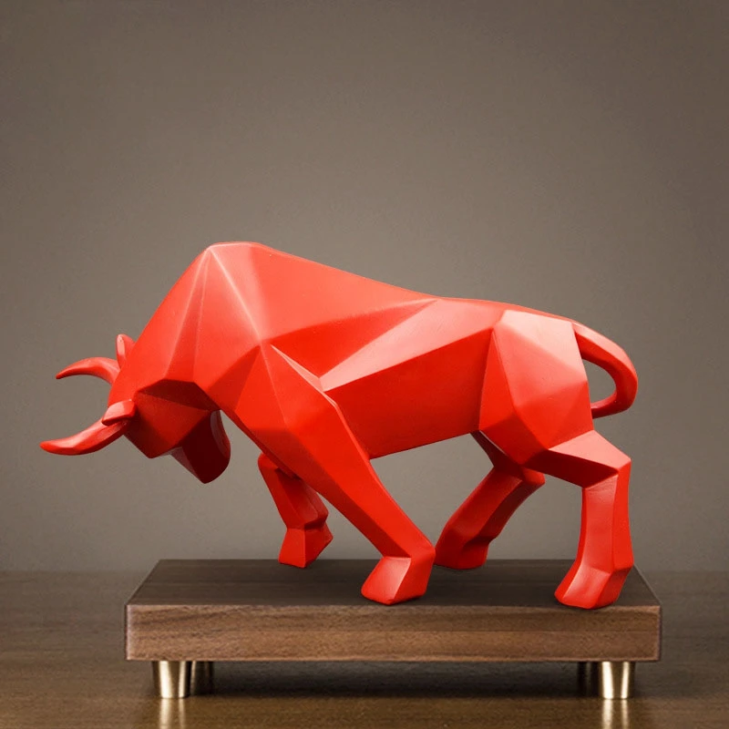 Bull Statue Bullfight Sculpture Ox Resin Nordic Decoration Home Decor Tabletop Statues Bison Figurine Animal Cabinet | Дом и сад