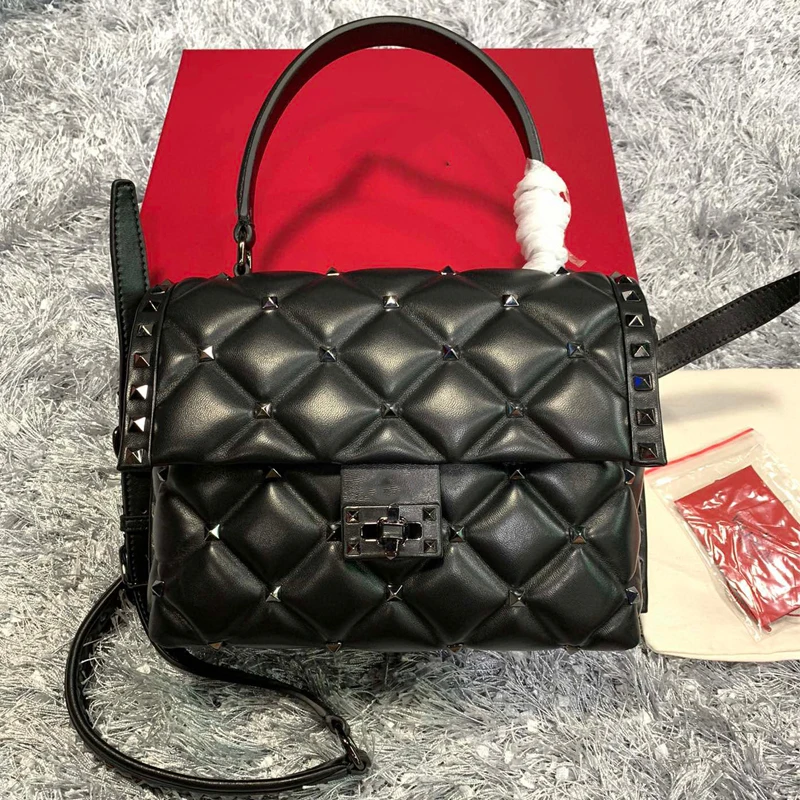 

2021 Women Messenger Bag Red Genuine Leather Bright Color Single Shoulder Bag High-End Atmosphere Elegant Female Hand Bag