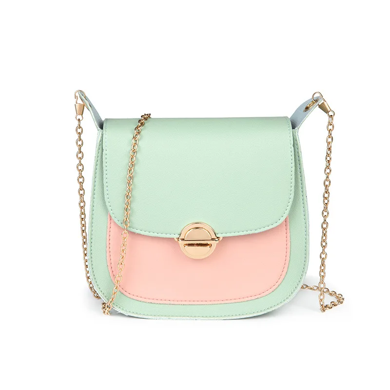 Модная новинка сумка седло контрастного цвета Сумка с ручками цепочками женская