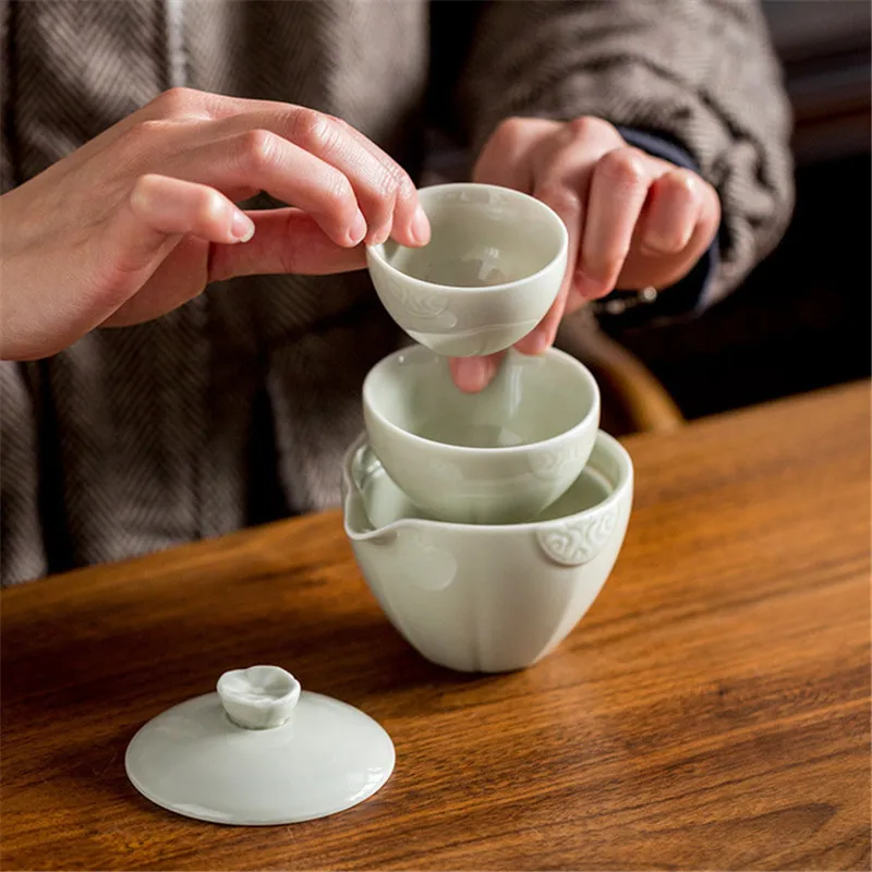 Японская керамическая чайная чашка включая 1 горшок + 2 чашки высокое качество
