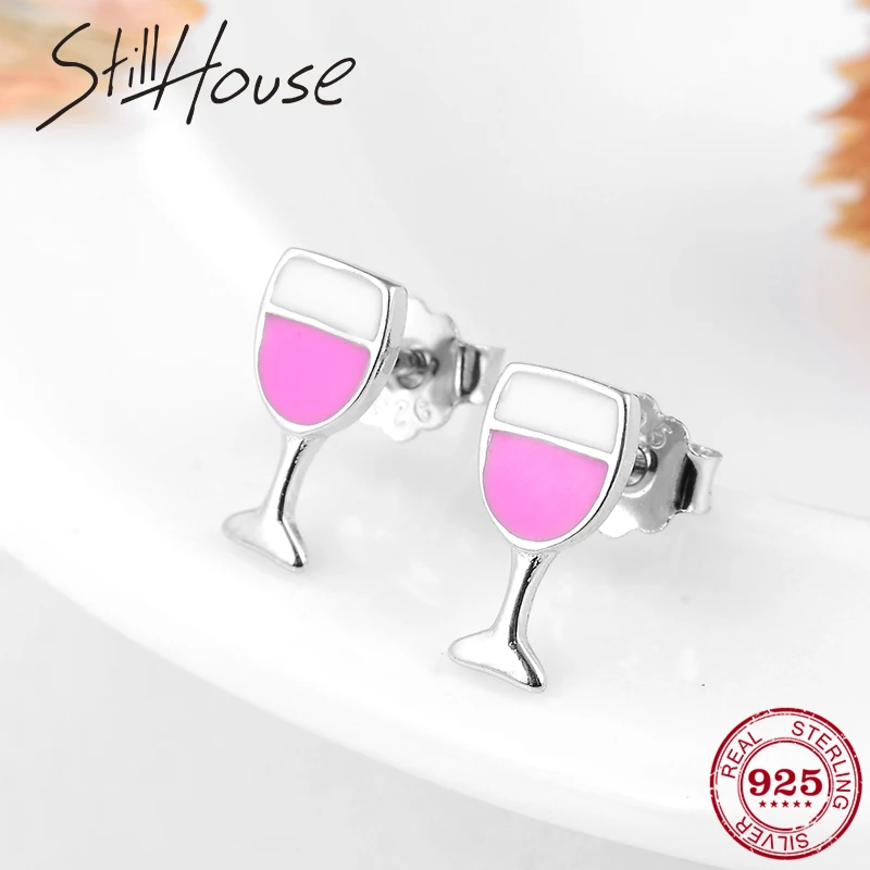 Женские серьги-гвоздики из серебра 100% пробы с эмалью | Украшения и аксессуары