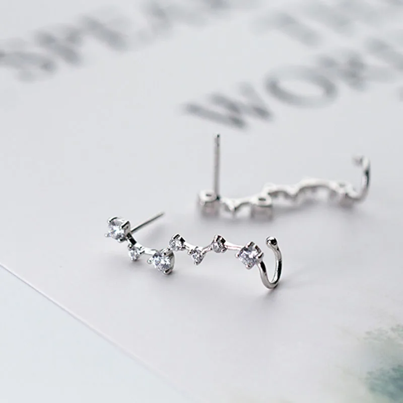 Женские серьги клипсы гвоздики из стерлингового серебра 925 пробы стразы новая