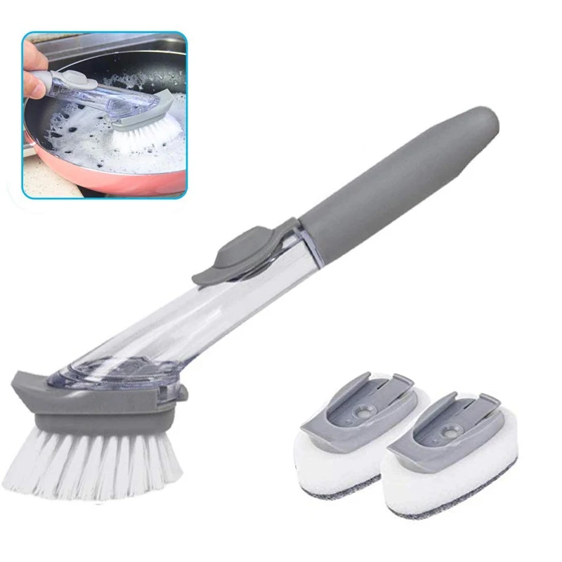 

Инструмент для кастрюль, щетка для мытья посуды, Сменная Губка для кухонной чистки раковины и горшка, 1 щетка, 2 шт., сменный наконечник