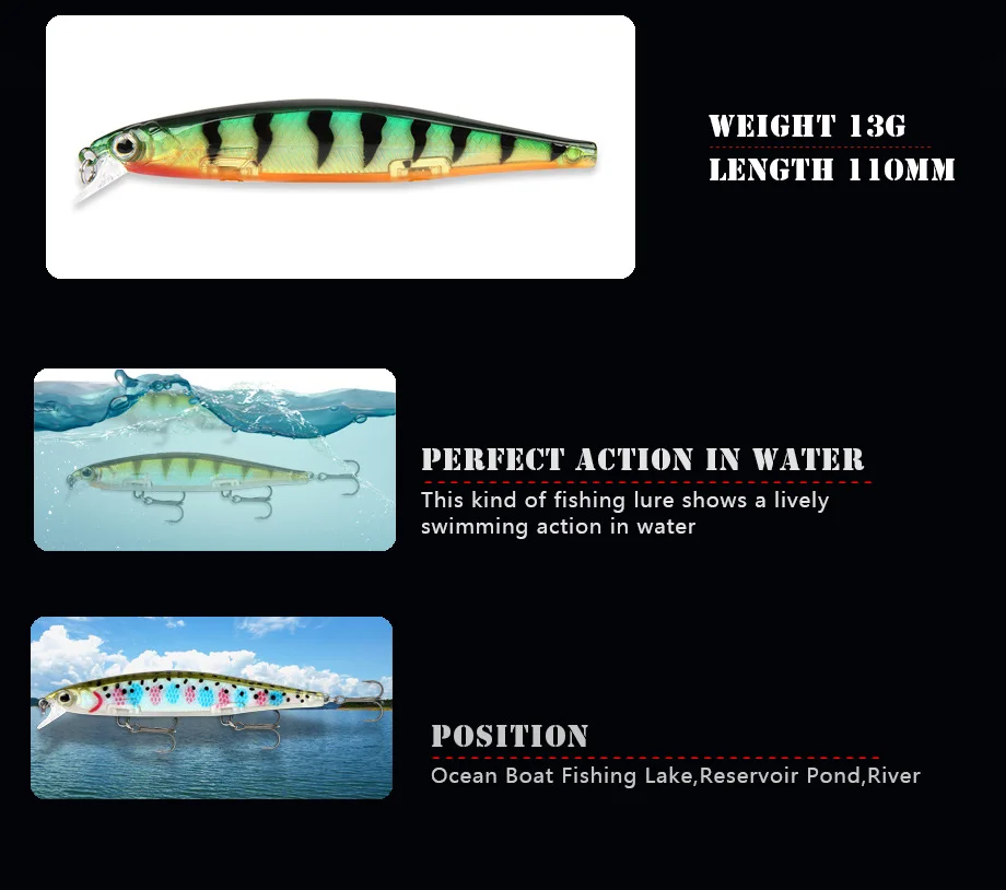 Рыбалка lure11cm/13g phantom Minnow моделирование рыбьей чешуи искусственный воблер