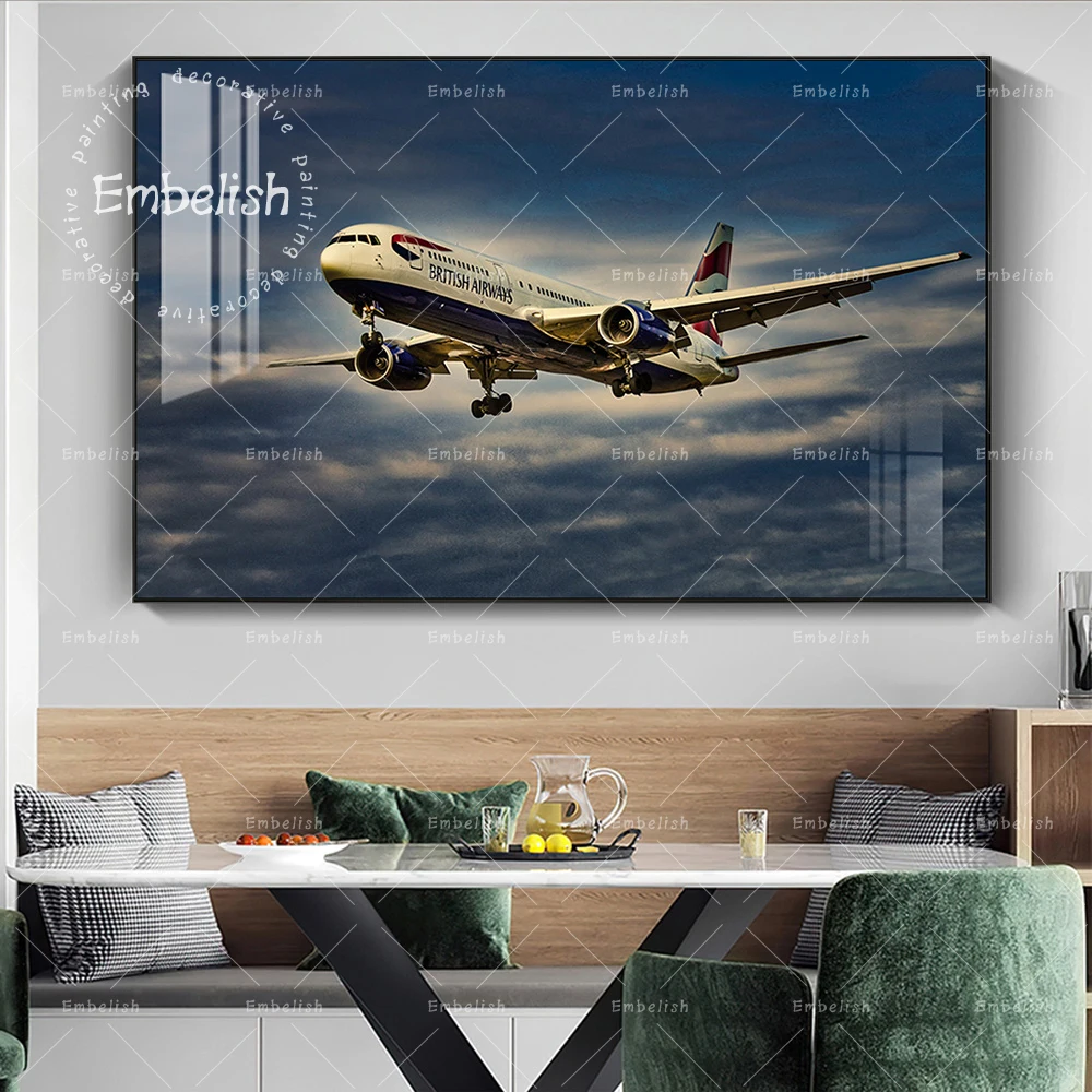 

1 Pieces Airplane Modern Artworks For Living Room HD Spray On Canvas Oil Paintings Landscape Home Decor Wall Art Pictures