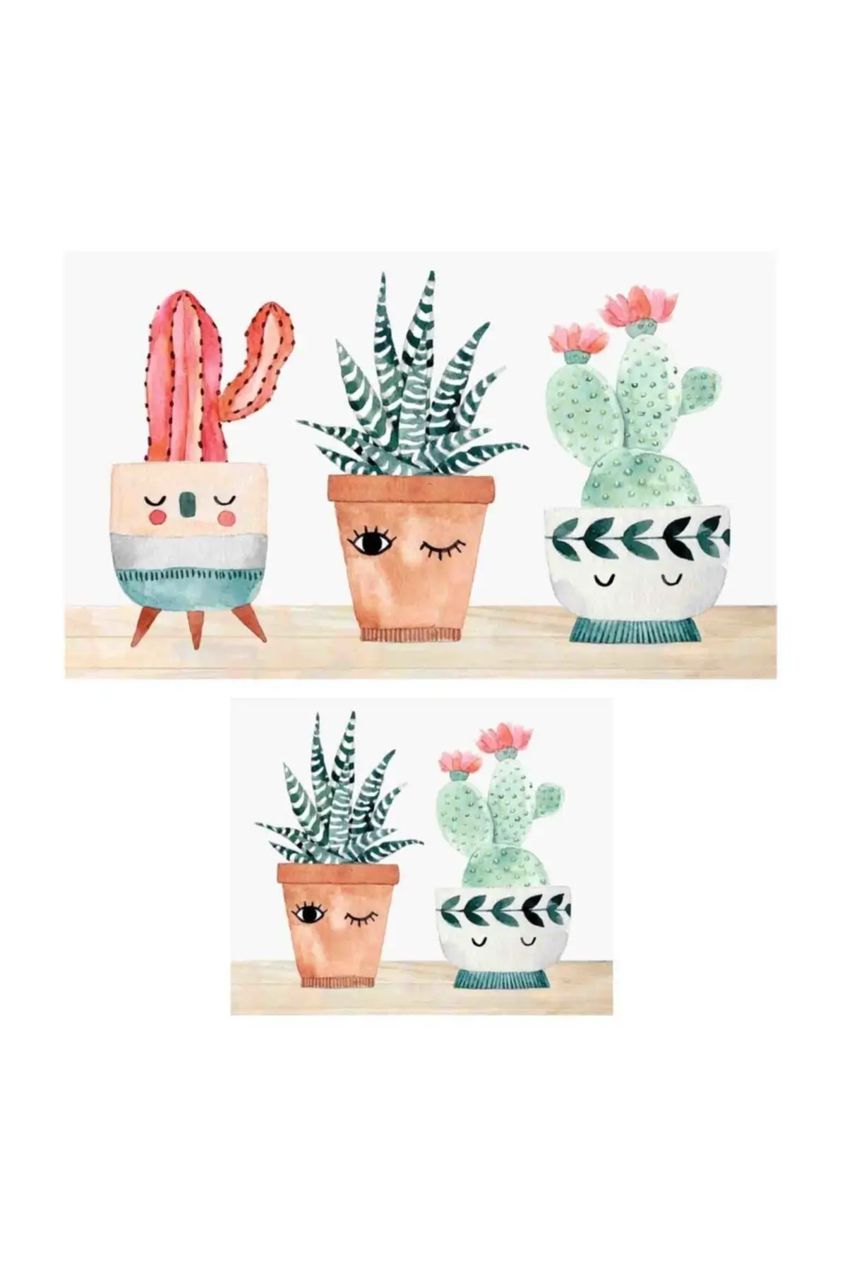 

Digital Three Cactus 2'li Bathroom Mat Set Toilet Seat Pad 0456 01 Polyester Anti-Slip Soles White