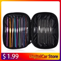 22 pcsset ergonomic multi colour stainless steel crochet hooks yarn knitting needles 2 8mm sewing tools with case