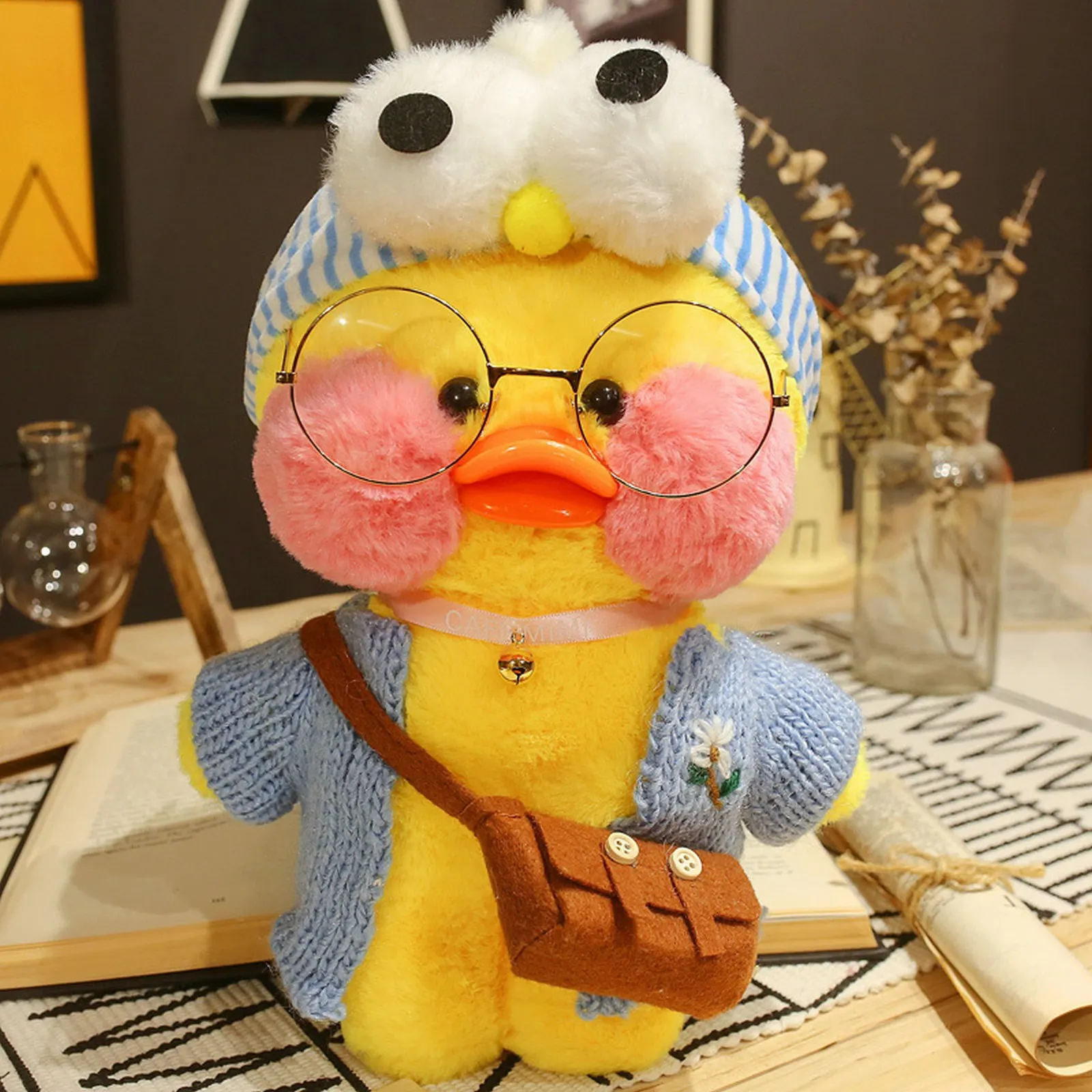 30cm Lalafanfan Cafe Duck Plush Toy Cartoon Stuffed Kawaii Soft Cute Animal Doll in Glasses Kids New Year Gift | Игрушки и хобби