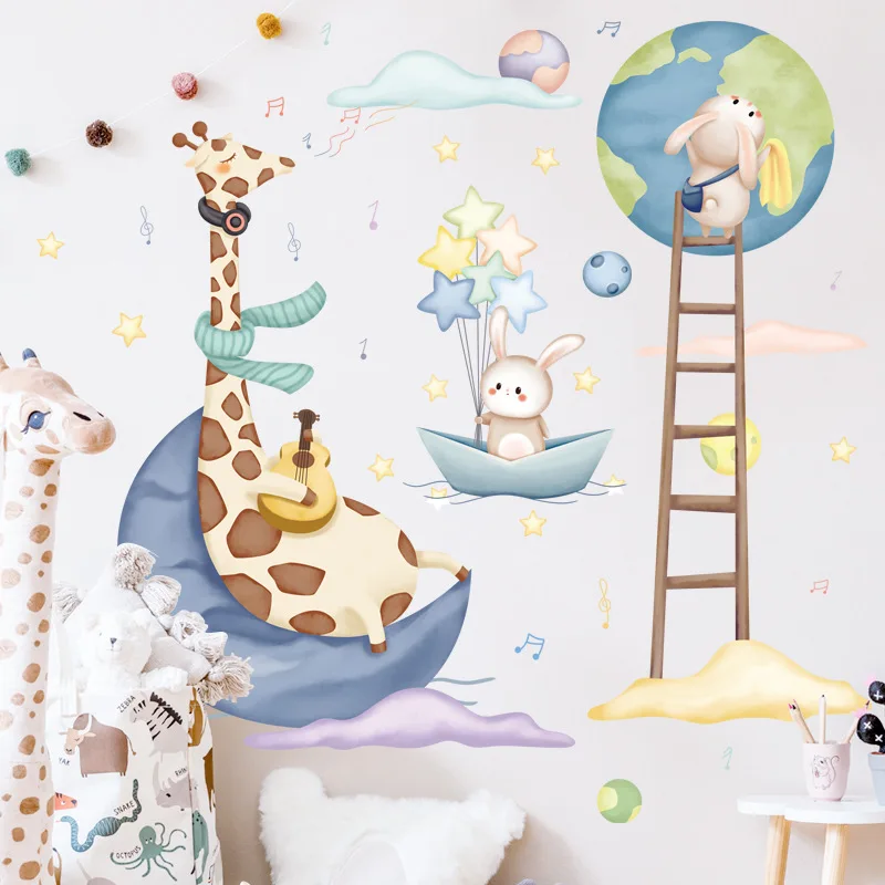 

Cartoon Animals Wall Stickers for Bedroom Children Kids rooms Wall Decor Self-adheseive DIY PVC Wall Decals Art Mural Home Decor