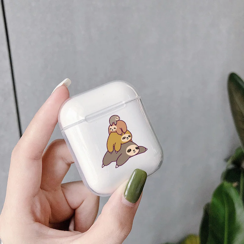 Прозрачные защитные чехлы для наушников Apple Airpods с забавными милыми животными