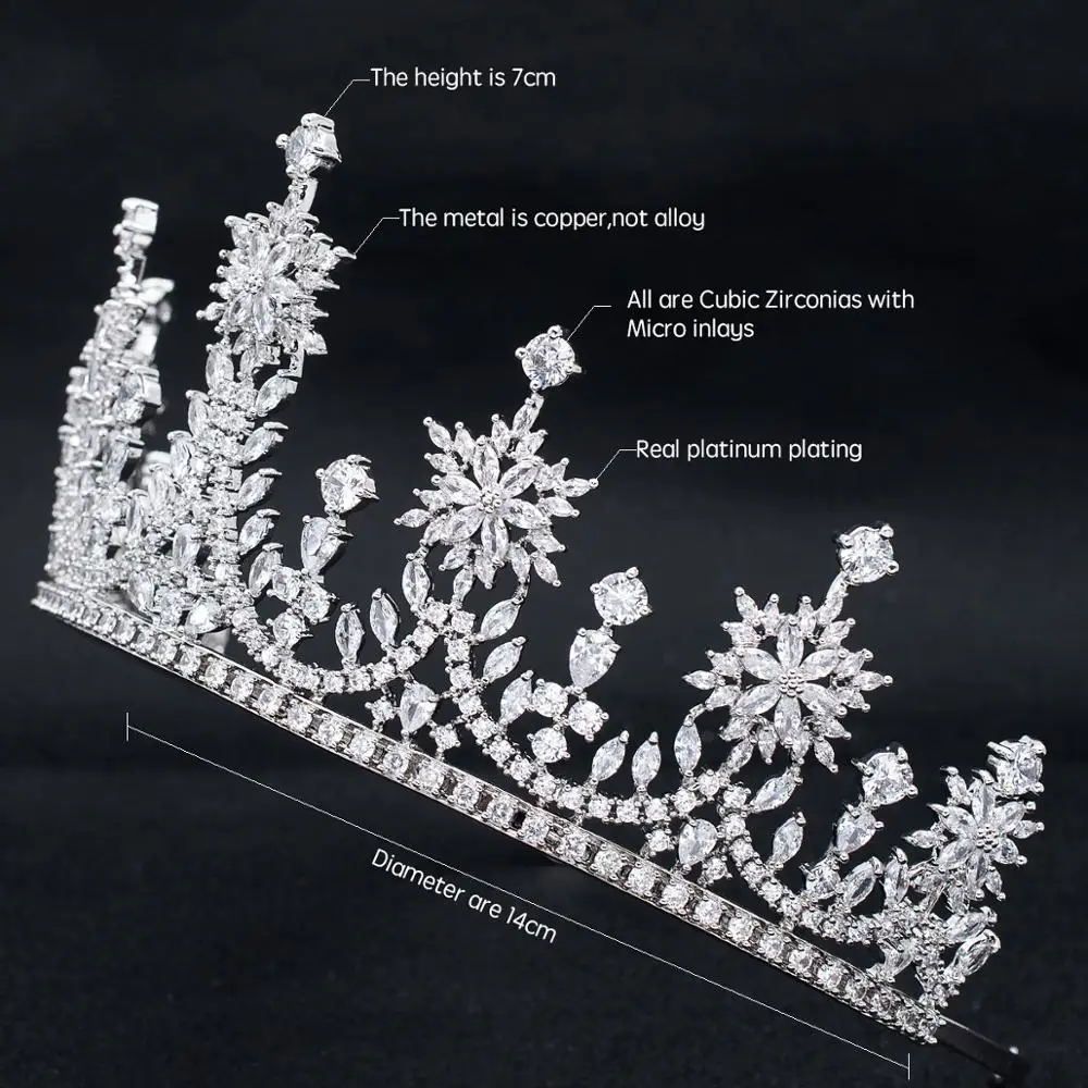 Фианит свадебное королевское для невесты Пшеница тиара Корона Женская девочка