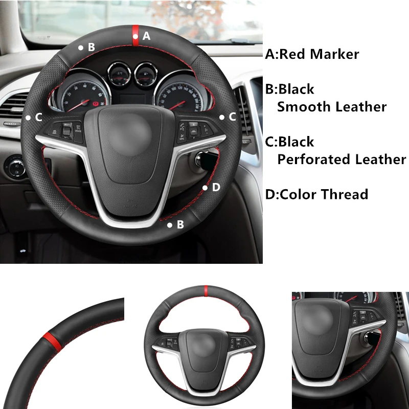 Черный чехол на руль автомобиля из искусственной кожи для Opel Mokka Insignia Astra (J) Meriva (B)