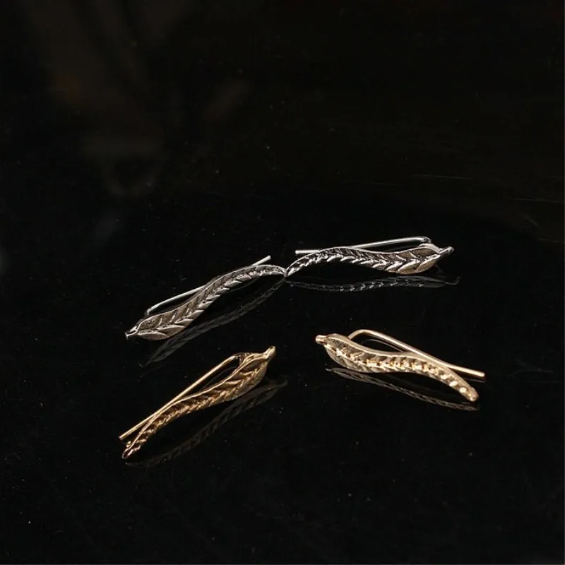 Metal Leaf Earrings Ear Clip New Fashion Gold Silver Feather Simple for Women Girl Statement Charm Jewelry Wholesale | Украшения и