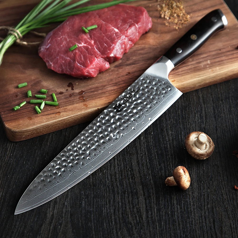 XINZUO 10 дюймовые профессиональные ножи шеф повара японский дамасский нож из