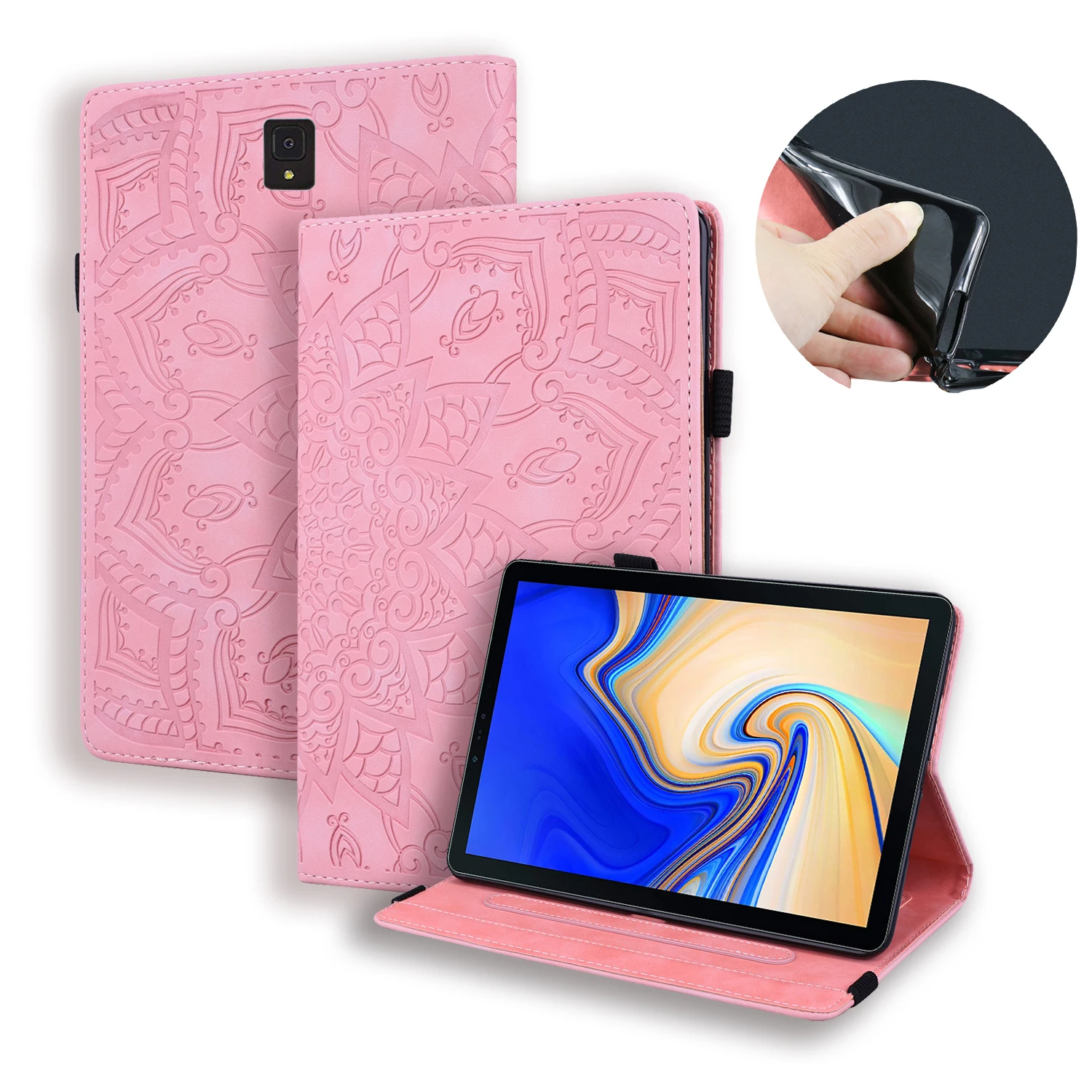 

Flip Faux Leather Tablet Cover For Samsung Tab S4 10" T830 T835 Case Flower Pattern Card Clip Tablet Stand Protective Cover