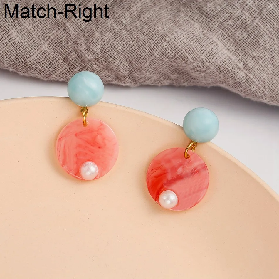 Модные серьги Match-Right для женщин акриловые Симпатичные корейские круглые Висячие