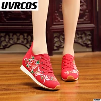 2022 autumn leisure sports travel shoes walk shoes lace embroidery inside heighten retro embroidery womens single shoes
