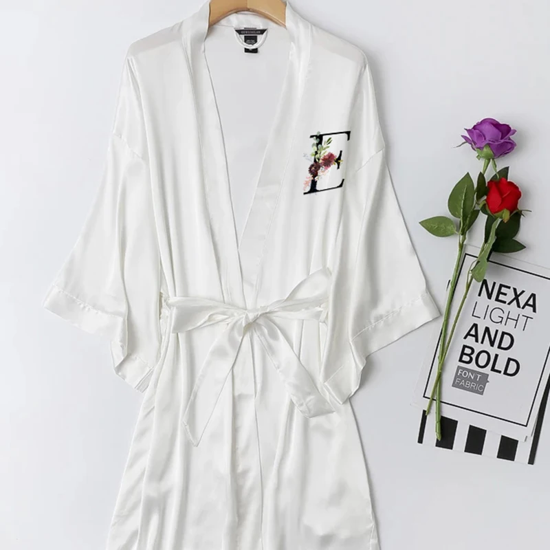 Халат-кимоно Женский Шелковый атласный с цветочным принтом | Женская одежда