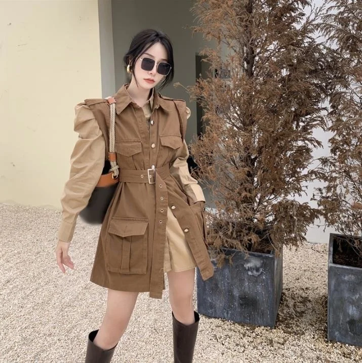 

Осенний тонкий уличный Топ без рукавов средней длины O2943