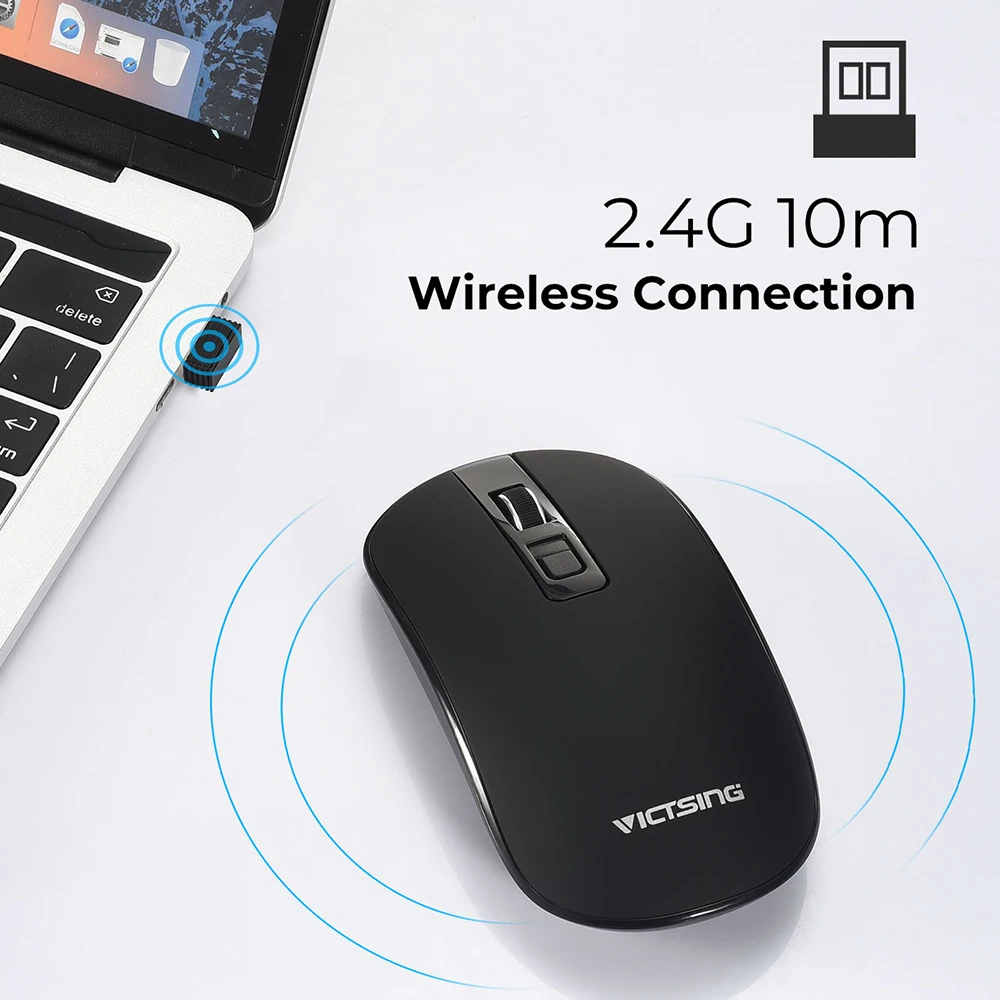 VicTsing PC079 беспроводная мышь 2,4G тонкая Бесшумная компьютерная мышь с приемником регулируемый уровень CPI Бесшумная мышь для ноутбука
