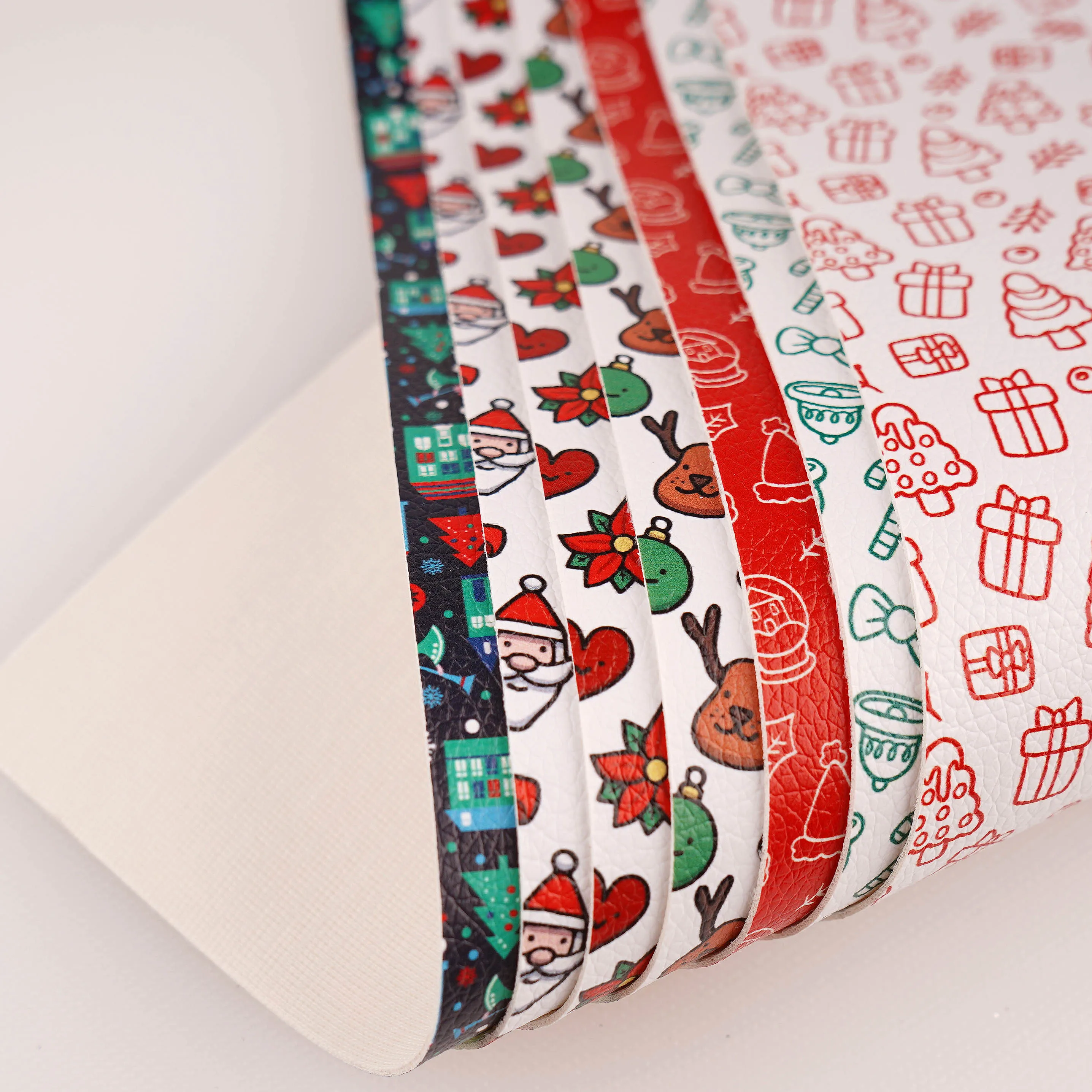 

21*30cm Faux printing Leather Sheets Fabric Christmas elements Synthetic DIY Hairbow Fabric Accessories litchi Synthetic Leather
