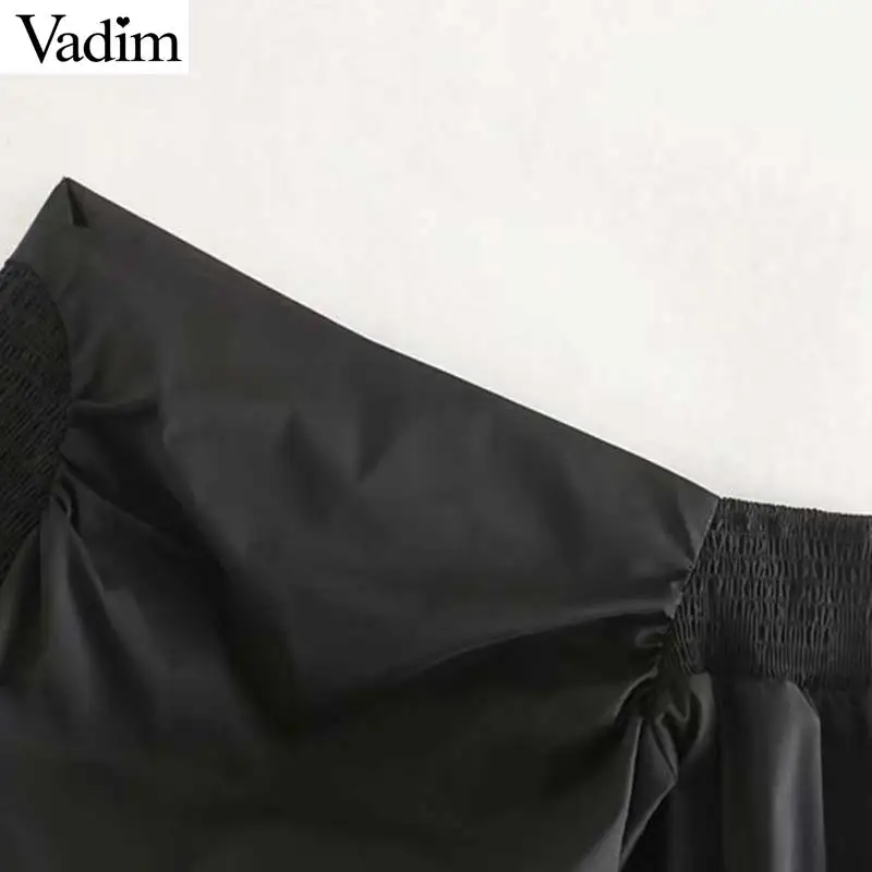 Vadim Женская Стильная черная блузка на одно плечо с длинным рукавом Однотонная