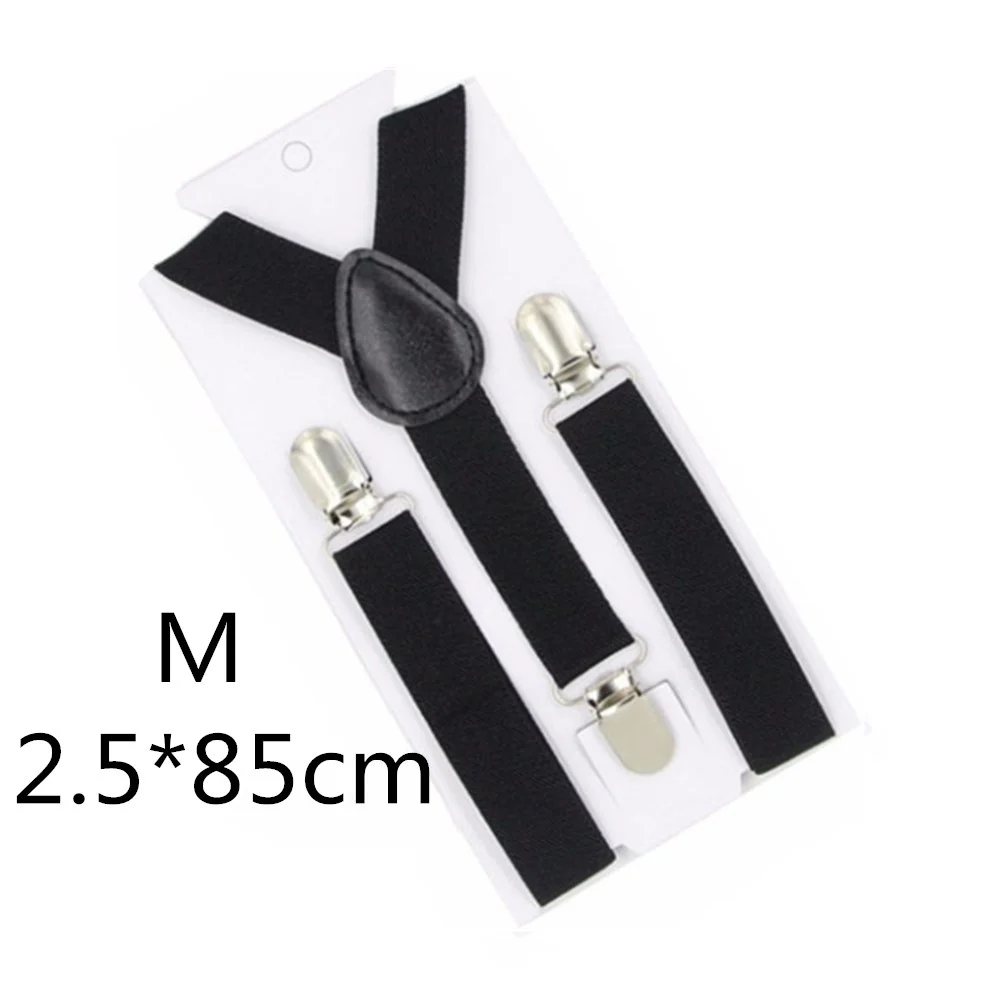 Black-85cm Однотонные подтяжки унисекс для детей и взрослых, для мужчин, женщин, мальчиков и девочек, эластичные регулируемые детские аксессуары-скобы, 5 размеров, для родителей и детей - Цвет: Black-85cm