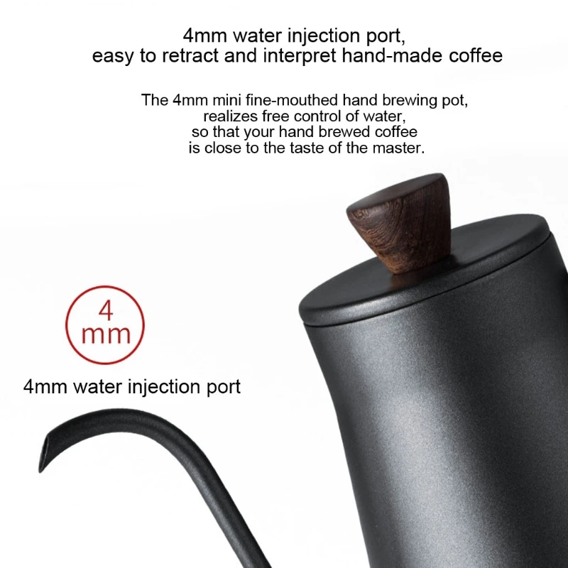 Кофейник ручной работы с длинным мундштуком в виде гусиной шеи черного цвета 400