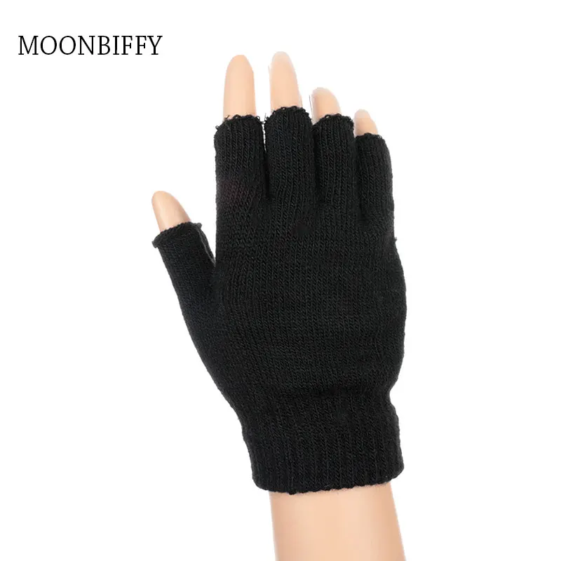 

Новые мужские велосипедные перчатки, черные вязаные перчатки без пальцев, Осень-зима, уличные эластичные теплые велосипедные перчатки стре...