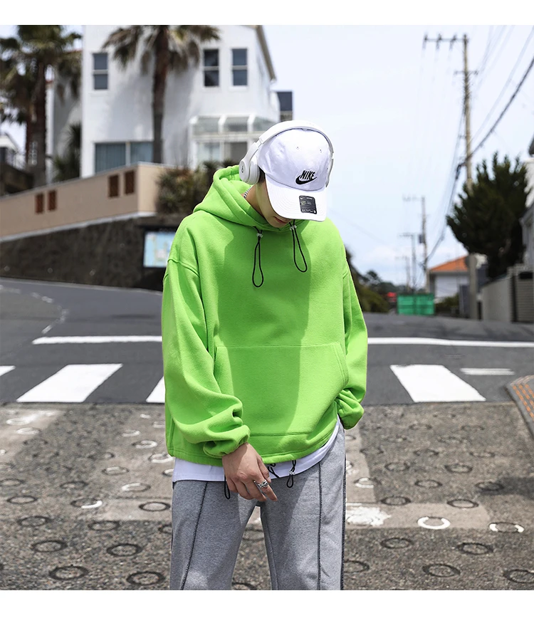 Autumn New Hoodie Men Fashion Solid Color Casual Cotton Hooded Pullover Man Streetwear Hip Hop Loose Sweatshirt Large Size M-5XL