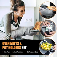 6pcsset hot oven mitts baking anti hot gloves pad oven microwave insulation mat christmas decoration baking kitchen tools xmas