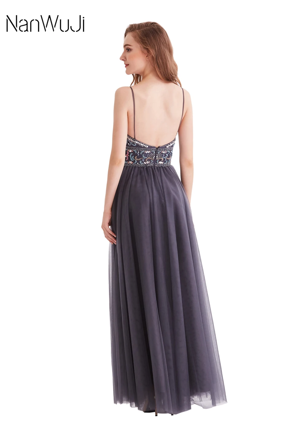 В наличии новинка 2019 темно-серое платье для подружки невесты длинное влюбленных