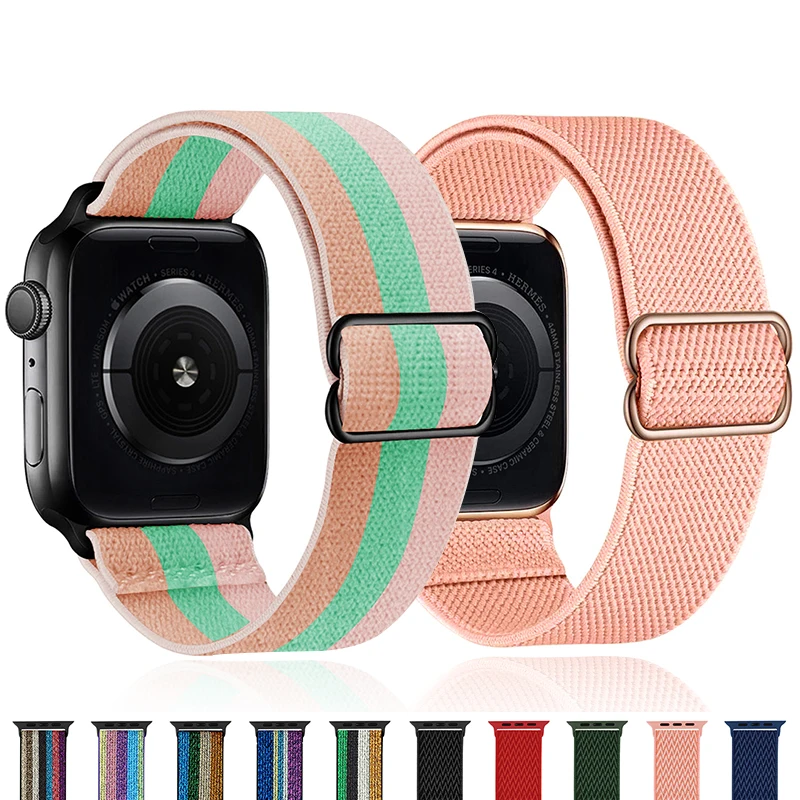 

Adjustable Elastic Nylon solo Loop Strap for Apple watch band 44mm 40mm 38mm 42mm Scrunchie bracelet iWatch series 3 4 5 6 se